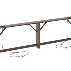 Narrow Console Table with Power Outlet, Sofa Table, Total Length 94'' Sofa Table Behind Couch, for Entryway & Living Room, Black Walnut