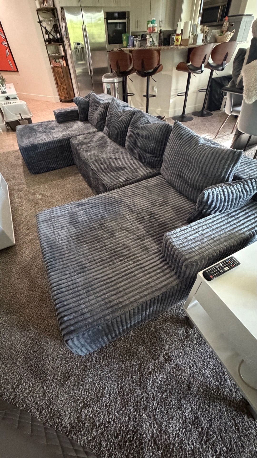 Gray Boneless U-shaped sectional