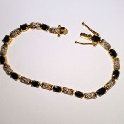 Gold Sapphire & Cubic Zirconia Bracelet 