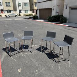 4x Leather / Metal Bar Stools