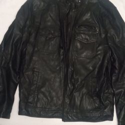 Kenneth Cole Black Leather Jacket (collar Less)