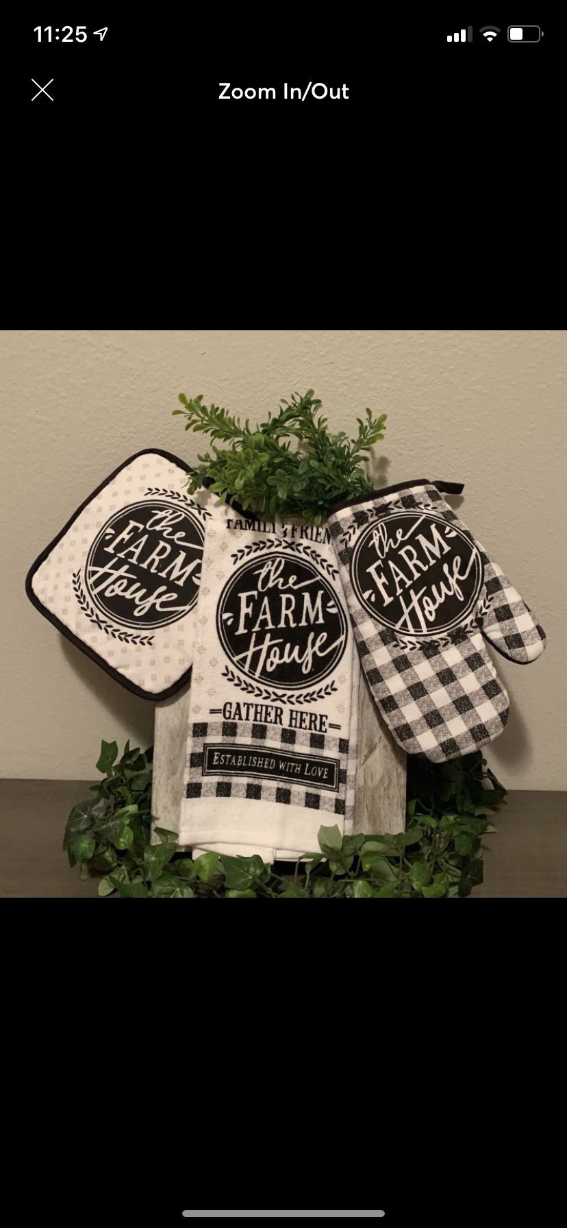 Farmhouse black kitchen towel set
