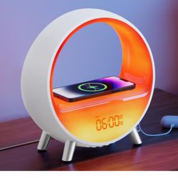 Dekala Arches Gradual Sunrise Alarm Clock with Wireless Charging Bluetooth Speaker White Noise Soothing Sound Machine Night Light for Adult Teens 