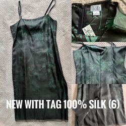 New 100% Silk Slip Dress w/ Sheer Overlay (6)