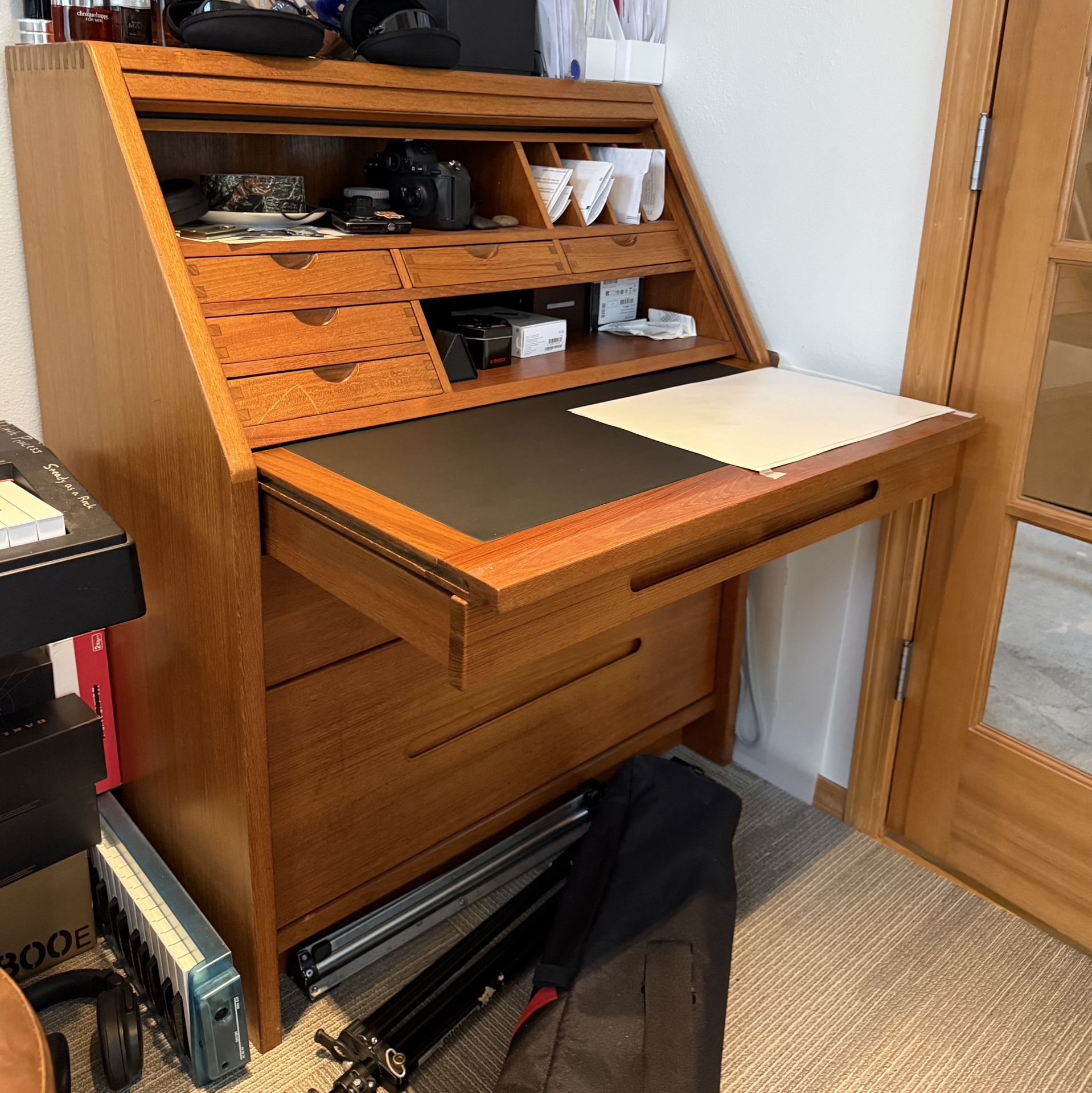 Mid century Danish Modern Flip Down Desk in teak