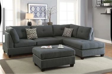 brand new Gray Sectional Sofa without Ottoman