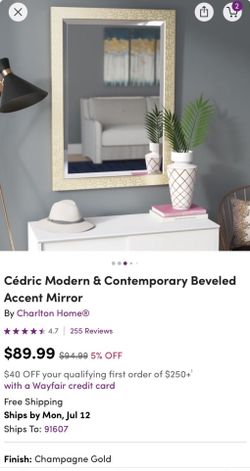 Beveled Champagne Gold Wayfair Accent Mirror 