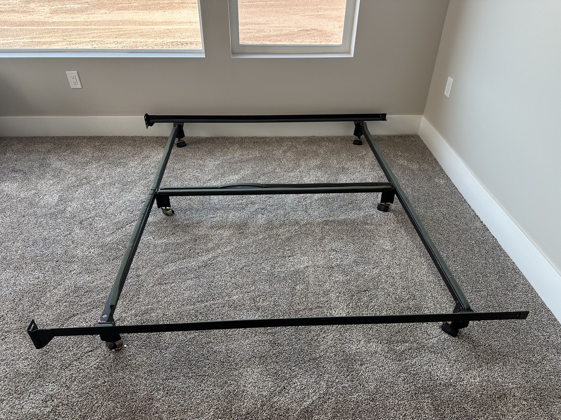 King Metal Bed Frame With Wheels
