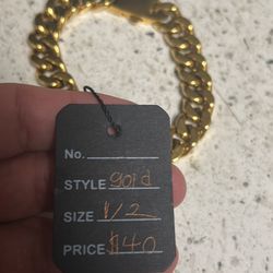 Exclusive Gold-Plated Cuban Link Bracelet - 9” Half-Inch Thick