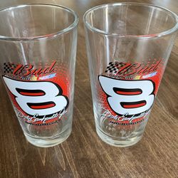 (2) Excellent Condition NASCAR Dale Earnhardt Drinking Glasses 