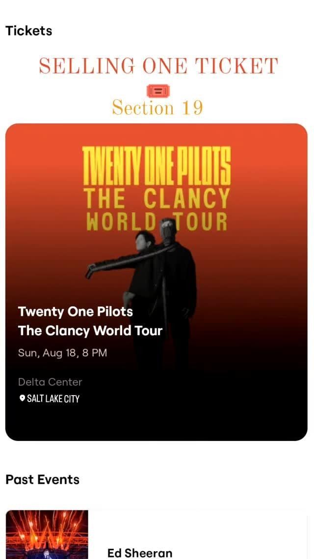 One Twenty One Pilots Ticket - Salt Lake City