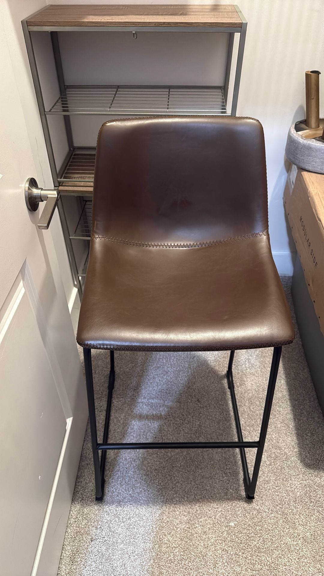 Brown Leather Barstool