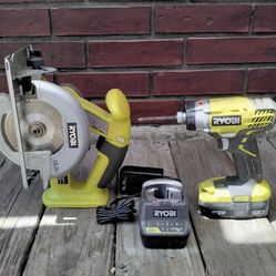 RYOBI 3 ONE+  Cordless Power Tools Charger  Battery included    SAW 1/2in. Impact Wrench 1/4in. Impact 