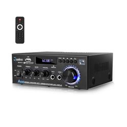 AK45 Stereo Audio Amplifier, 300W Home 2 Channel Wireless Bluetooth 5.0 Power Amplifier System, Home Amplifiers FM Radio, USB, SD Card, with Remote Co
