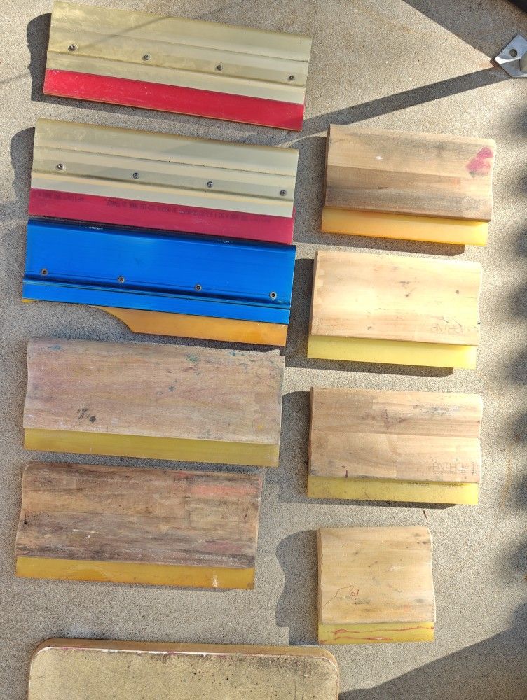Used Screen Printing Squeeges And Board