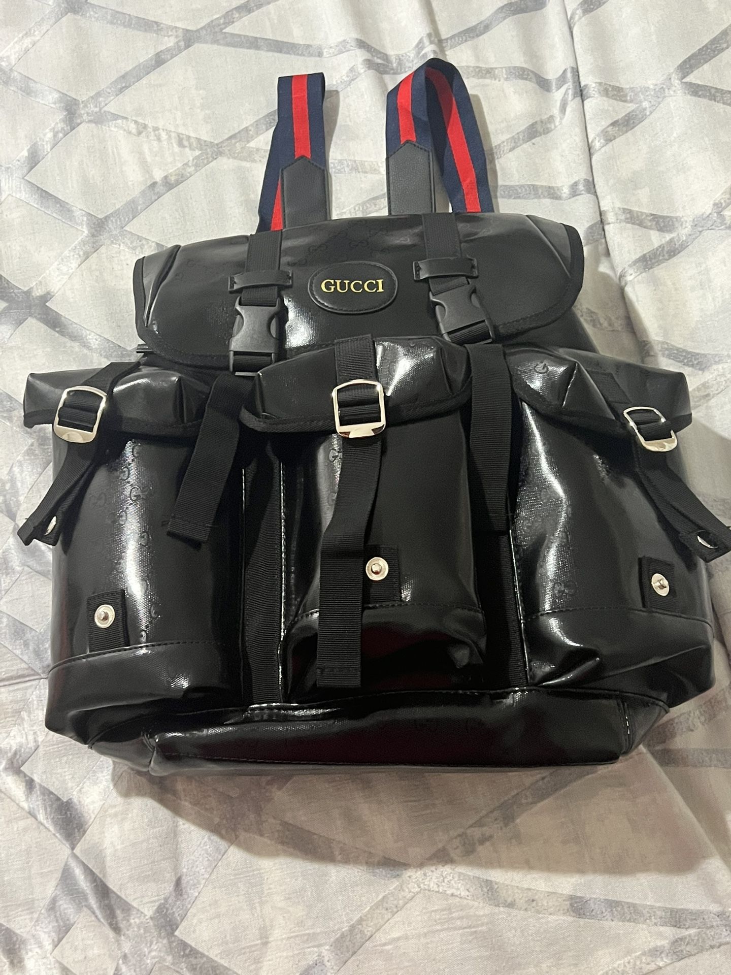 Authentic Lether Black Gucci GG Monogram Utility Backpack