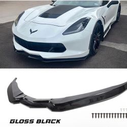 C7 Front Lip splitter  Black 2014-2019 Corvette C7 All Models ZR1 Style