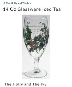 8 Piece Portmeirion Holly And Ivy ice Tea Goblet / Glass