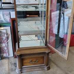 Vintage Or Antique All Wood Curio Cabinet
