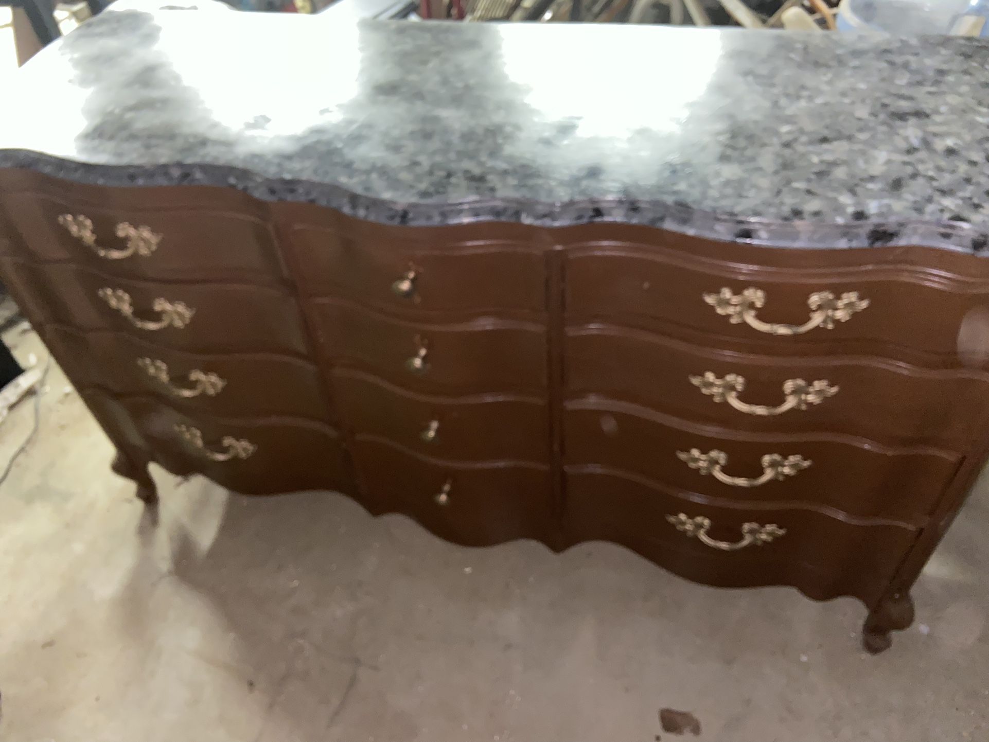 12 Drawer Antique Serpentine Dresser