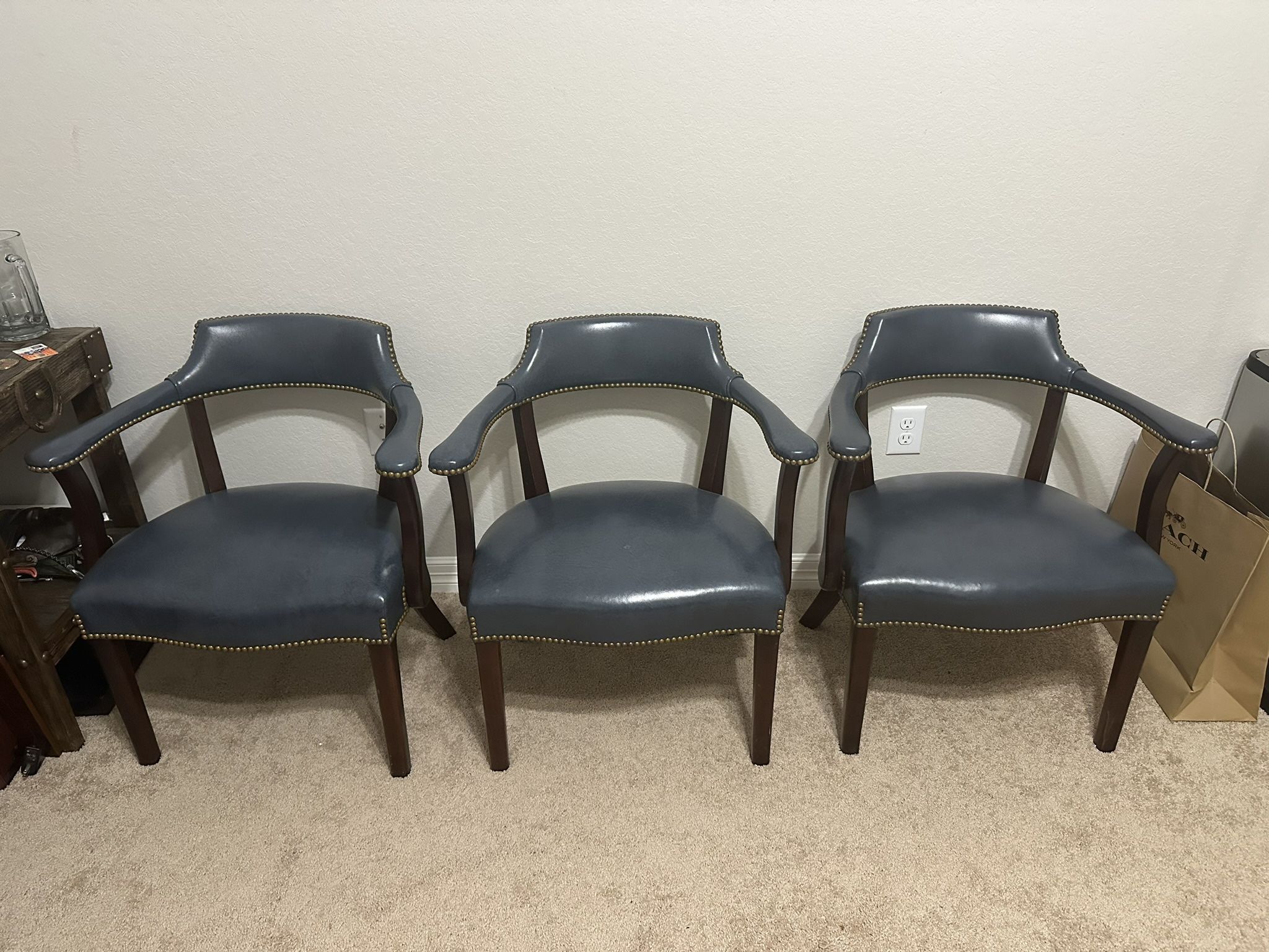 (It’s available) Hancock & Moore Royal Blue Leather Armchair (Price for 3)