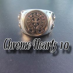 Chrome Hearts Mens Silver 925 Ring Sz10
