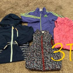 Winter/fall Toddler Girl Clothes Adidas Light Jacket, Vests Size 3T