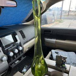 Vintage Viking Glass Green 6 Petal Swung Vase 