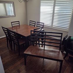 Expandable Dining Table 6 Chairs And Bench