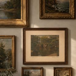 Original Vintage Fine Art Print Wallace Nutting New England Photographic Antique LARGE A Golden River Maine Colonial Revival Massachusetts HILLCREST