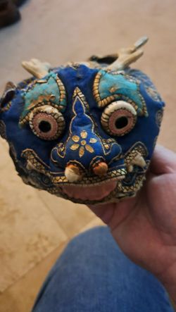 Antique Chinese silk Emperor Dragon hat - hand made 1700s to 1800s