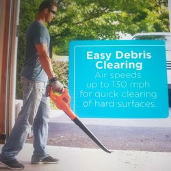 Black+ Decker 20v Max Cordless Leaf Blower Lawn Sweeper 130 Mph Air Speed Lightweight Design With Battery And Charger