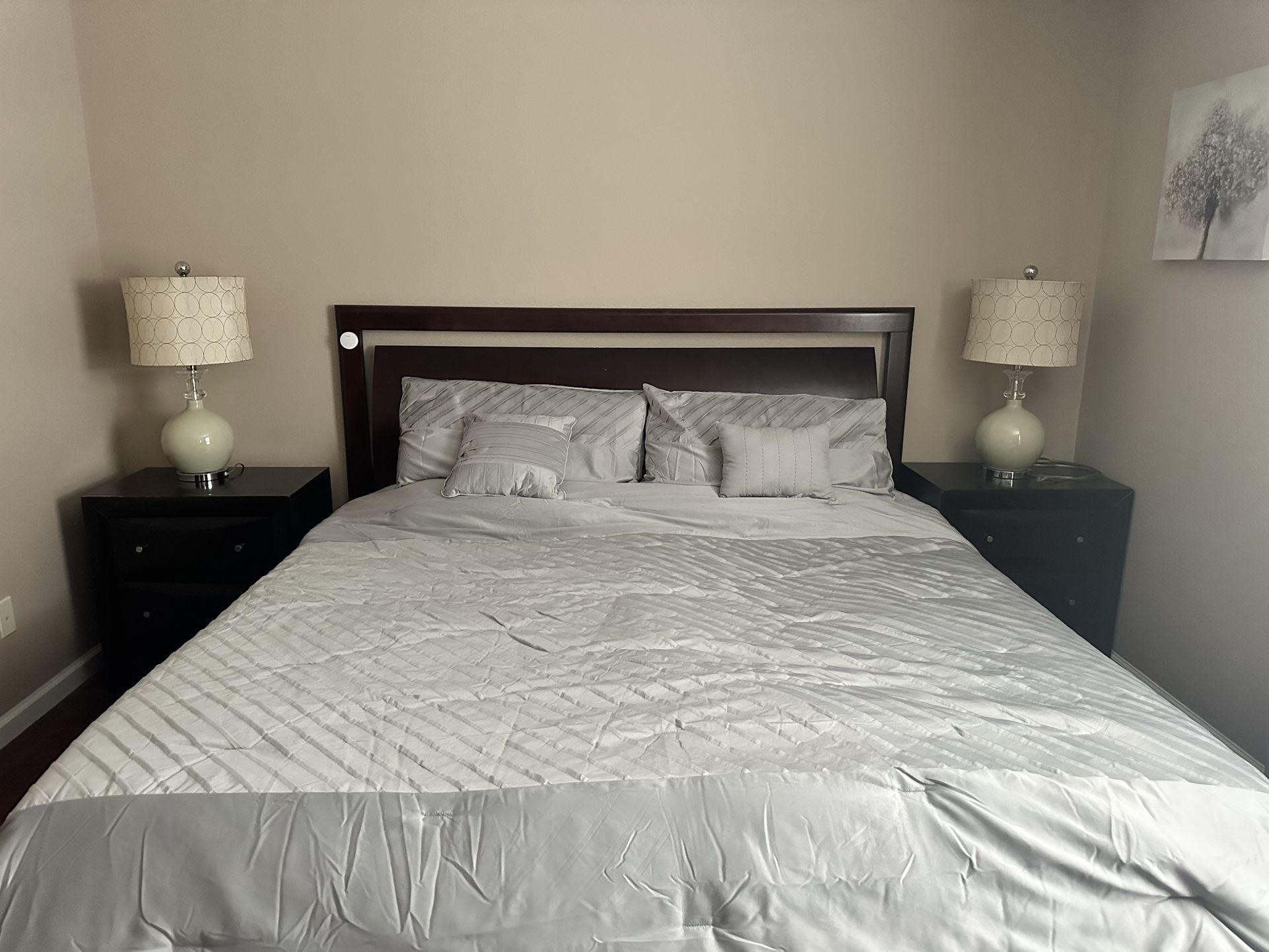 King Size Bedroom Set – Includes Bed, 2 Nightstands, Box Spring & Mattress