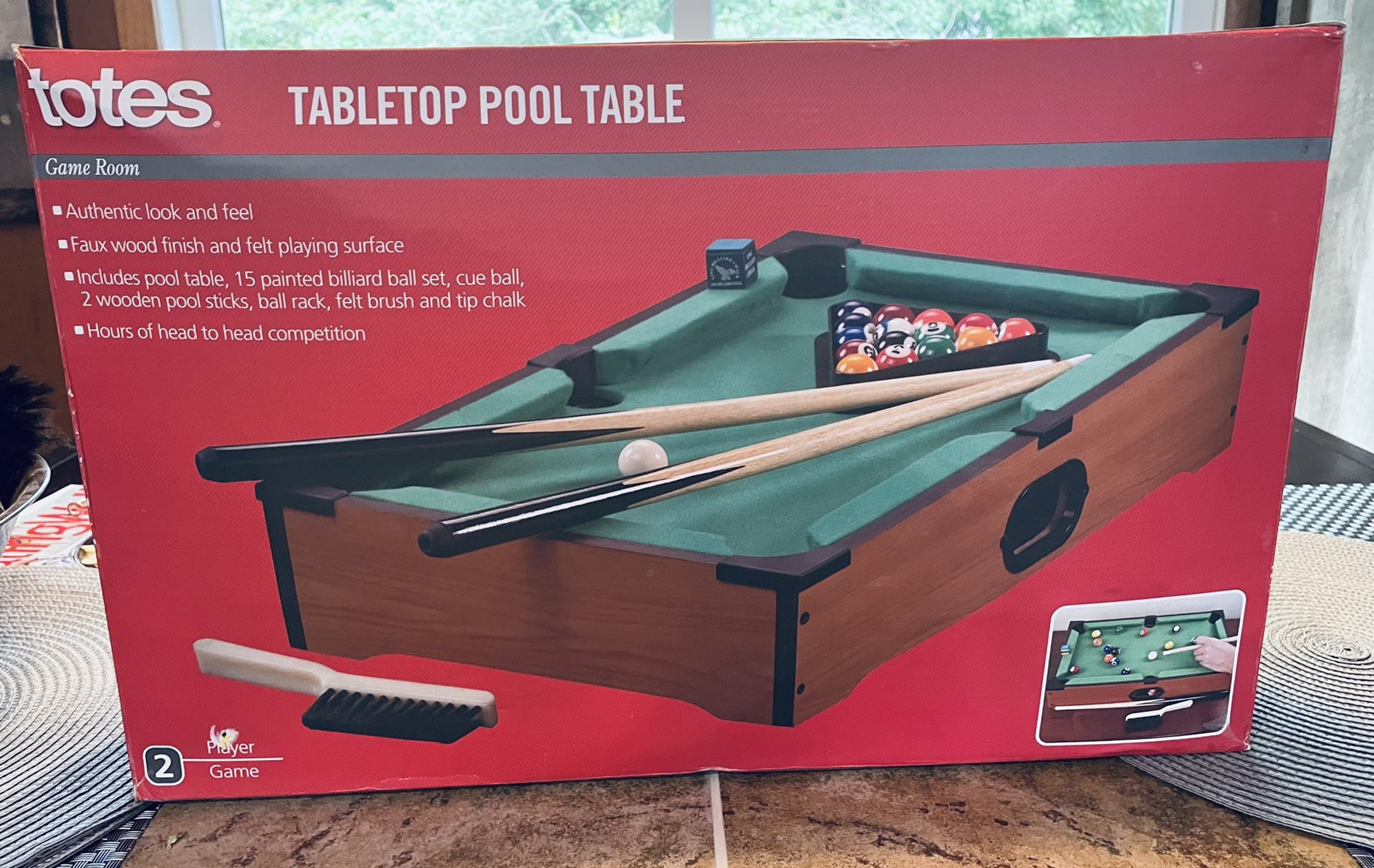 Totes Tabletop Portable Mini Pool Table 20 x 12.2 x 3.5 COMPLETE SET -  NOB