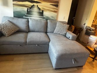 Gray chaise sectional couch