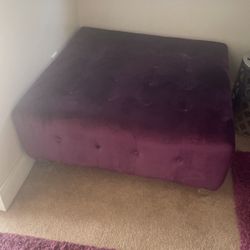 Purple Velvet Ottoman 