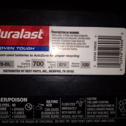 Duralast 78-DL Car Side Post Battery 