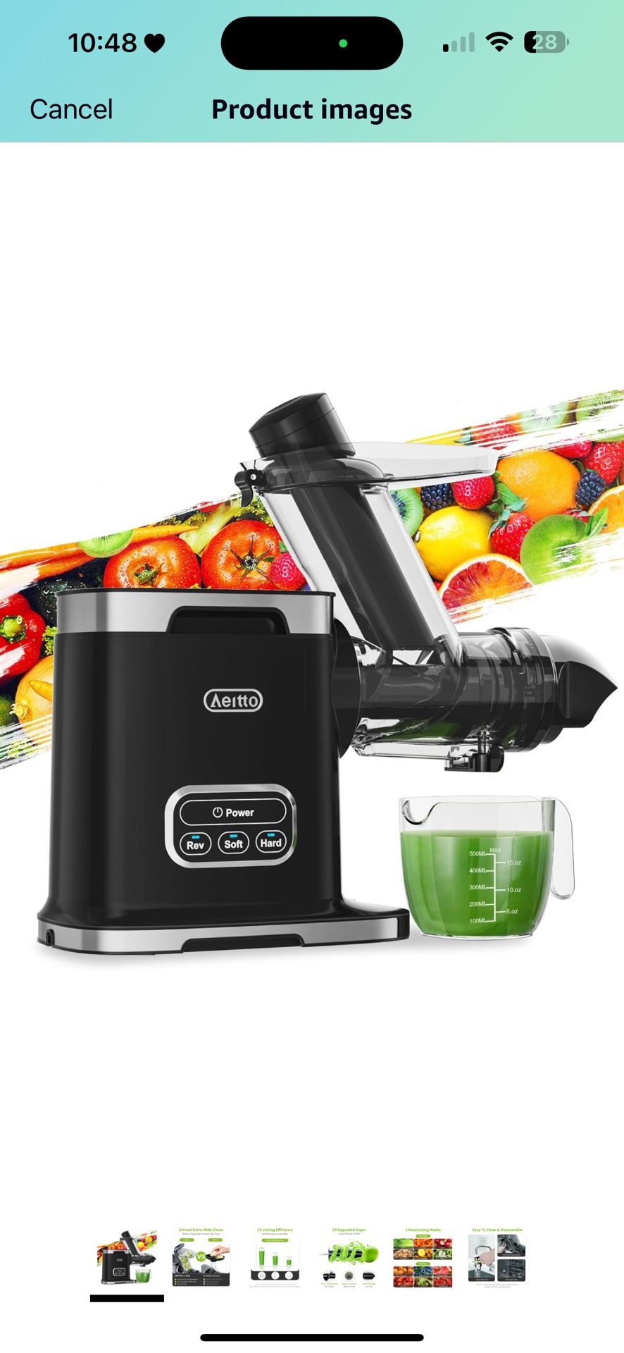 Aeitto Masticating Juicer with 3.6 Inch Wide Chute, 2-Speed Modes & Reverse Function, Juicer Machines with Brush Easy to Clean for Fruit and Vegetable