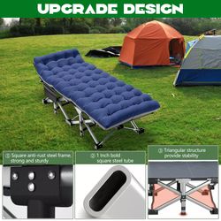 Folding Camping Cot for Adult Portable Outdoor with Soft Mattress Carry Bad