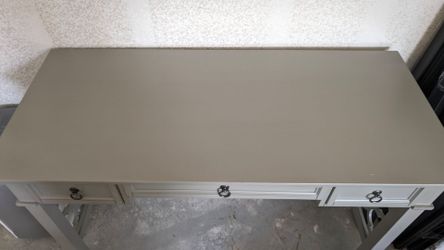 Gray Pier 1 Imports Desk with Three Drawers