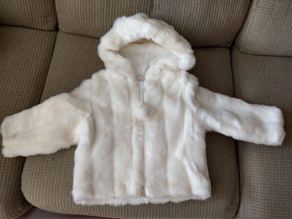 New Girl Fur Hoodie Zipper Jacket Size 18 Months