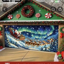 Not Need Electricity! Brand New 2 D Flat Garage Door Banner 