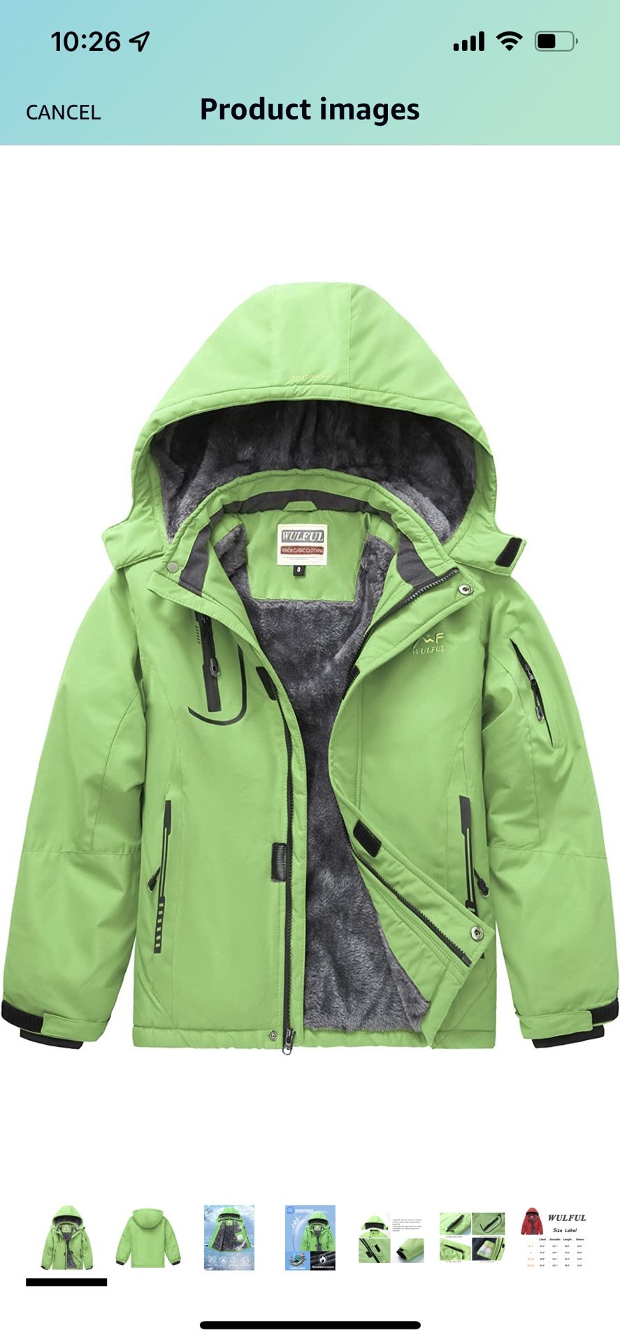 Waterproof Ski Jacket Warm Fleece Hooded Winter Snow Coat