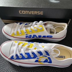 Custom Rams Converse Shoes: Woman size 8, Men Size 6