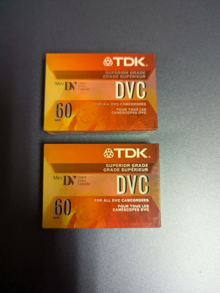 2 TDK DVC 60 Minute Cassette Tape Tapes