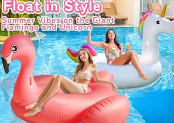 🛑1 x $9 or 2x$15 🛑Giant Unicorn Pool Float Inflatable Summer Beach Float Swimming Pool Party Toys Ride-on Lounge Raft Water Pool Floatie for 2-4 Mul