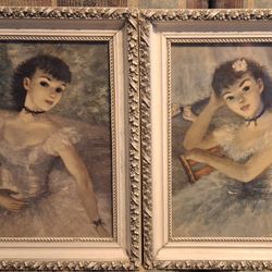 Vintage Pair Of Ballerina Framed Prints By Huldah-READ DESCRIPTION 