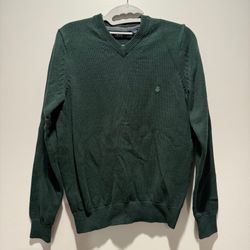 Izod Men's Green V-Neck Knit Sweater Small