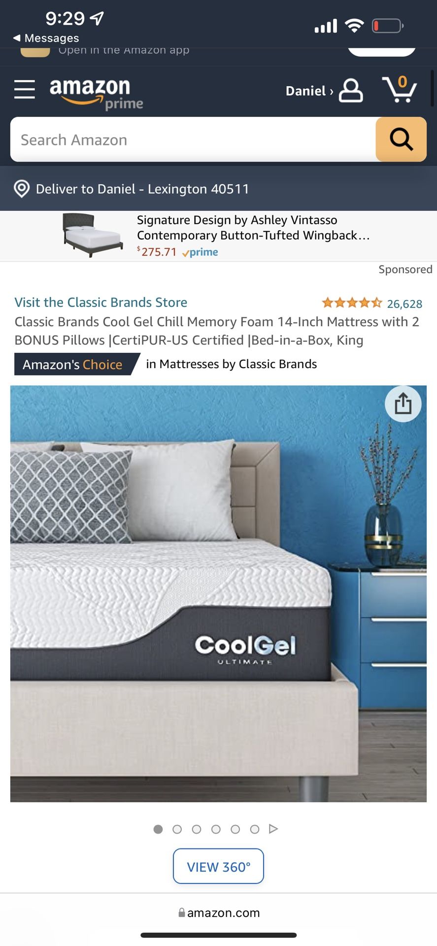 New, Classic Brands Cool Gel Chill Memory Foam 14-Inch Mattress with 2 BONUS Pillows |CertiPUR-US Certified |Bed-in-a-Box, King