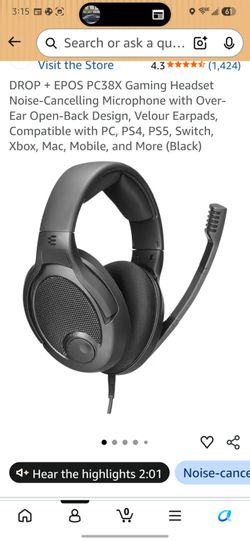 DROP + EPOS PC38X Gaming Headset Noise-Cancelling Microphone with Over- Ear Open-Back Design